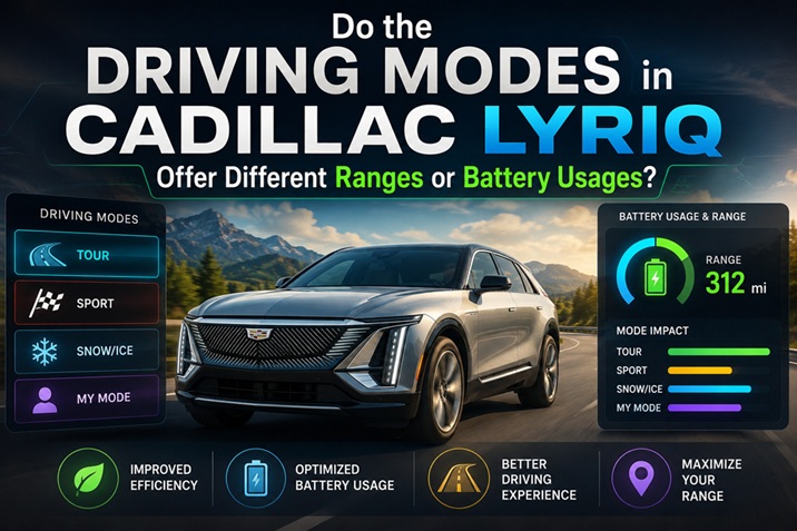 Do the Driving Modes in Cadillac LYRIQ Offer Different Ranges or Battery Usages?